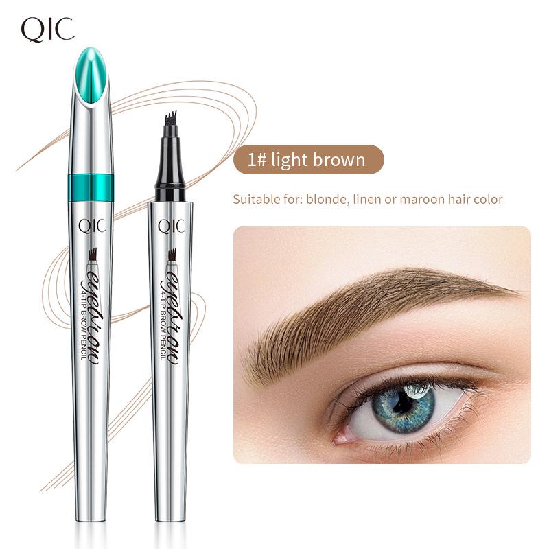 QIC Color Makeup Waterproof Liquid Eyebrow Pencil - Four-Prong Design