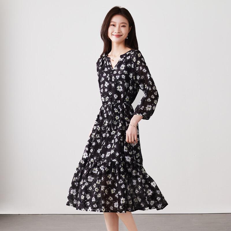 SOFSIL Women's Floral V-Neck Tie-Waist Dress