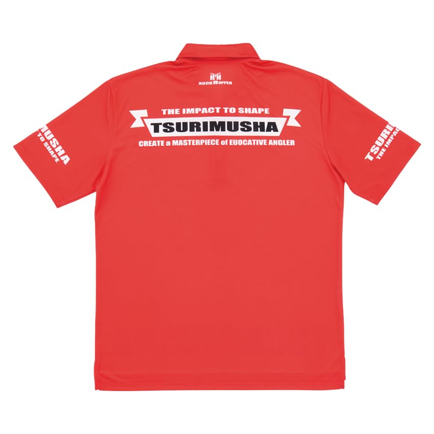 TsuriMusha Dry Adjust Flag Polo LL Tričko, Červené, I0140,
