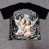 2026 New Street Mixed Fashion Angel Print Short-sleeved Loose Round-neck Pure Cotton T-shirt, Suitable for Both Men and Women