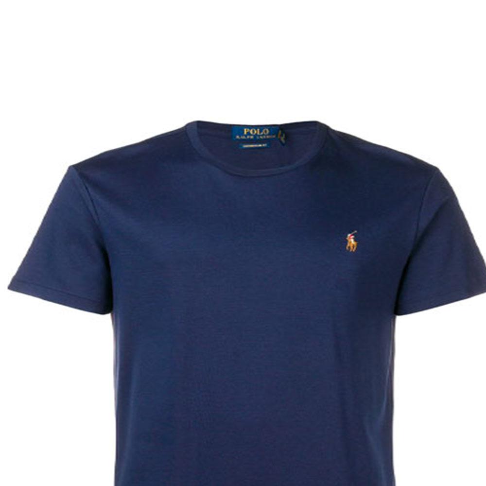 Polo Ralph Lauren Logo Embroidered Crew Neck Straight Hem Short Sleeve T-Shirt Men Tops Navy-Blue 710740727-003