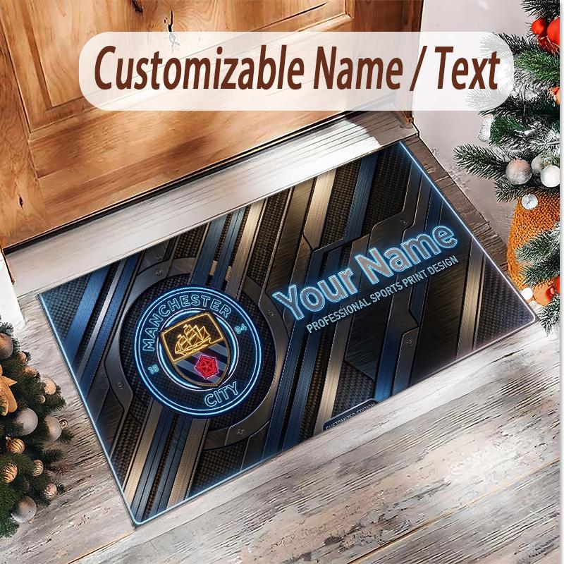 Personalized Crystal Velvet Carpet Manchester City Pattern Non Slip Floor Rug