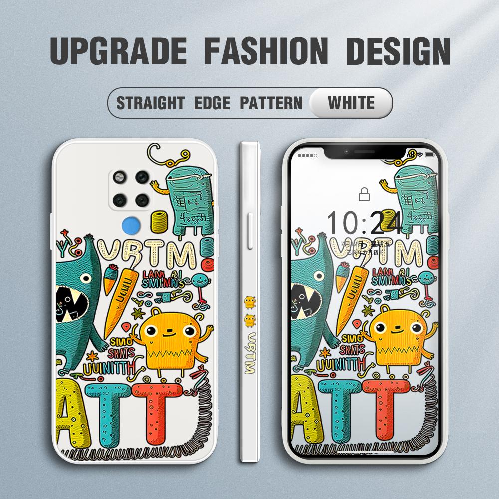 

Чехол для телефона с мультяшным красочным узором, квадратный, жидкий, силикон, TPU, полное покрытие, противоударный, защитный чехол для камеры Huawei Honor Vivo Vivo Y20 2021 белый