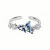Blue Enamel Oil Drop Butterfly Open Ring Full Of Diamonds Zircon Light Luxury High Sense Super Fairy Flash White Ring Woman