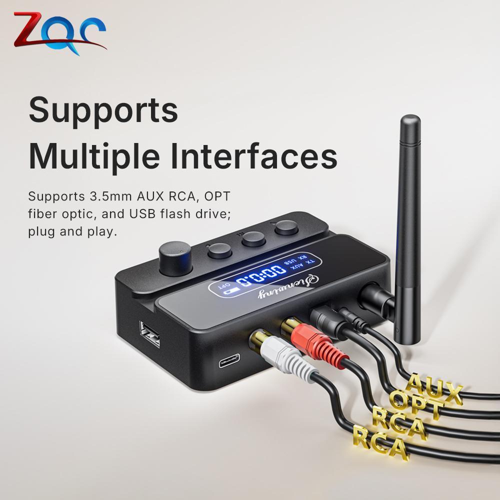 2-in-1 Transmitter DC5V BT5.3 Receiver Transmitter 3.5mm AUX/RCA Audio Transmission Transceiver Audio Adapter For TV PC Speaker