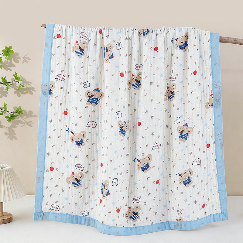 Grade A All-Cotton 6-Layer Baby Bath Towel - Soft, Absorbent, Printed Gauze for Newborns