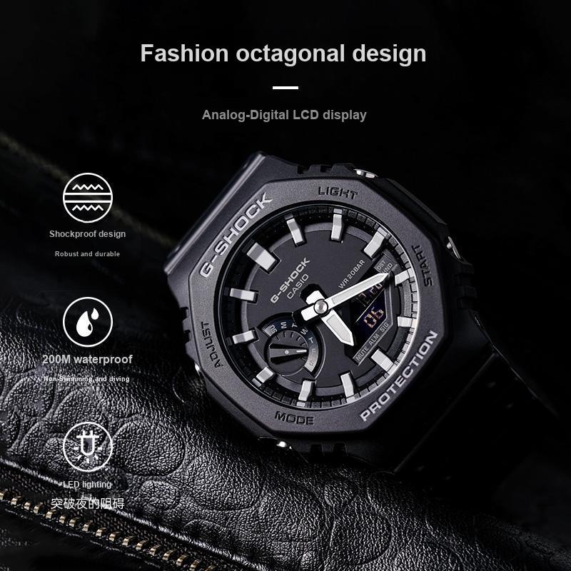 Casio Waterproof Shockproof Sports Quartz Watch Resin Strap Men Watches Black GA-2100-1APR