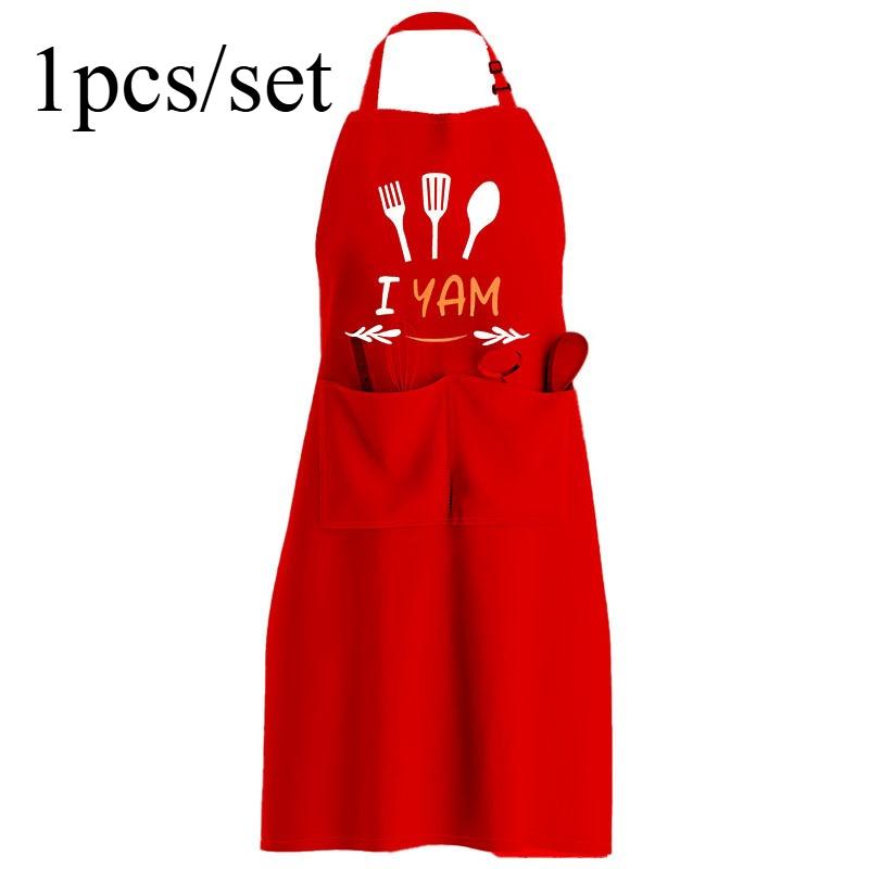 

1pcs Adjustable Neck Long Apron with Letters Polyester Kitchen Work Aprons for Home Cafe Cooking Bibs Housewarming Gift 68x89cm