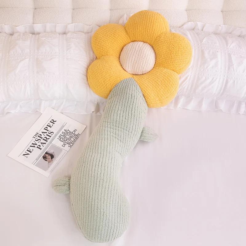 

Мультяшная плюшевая длинная подушка с изображением цветка маргаритки, мягкая подушка для дивана и кровати, декор для спальни, игрушки для детей, отличный подарок 120cm жёлтый