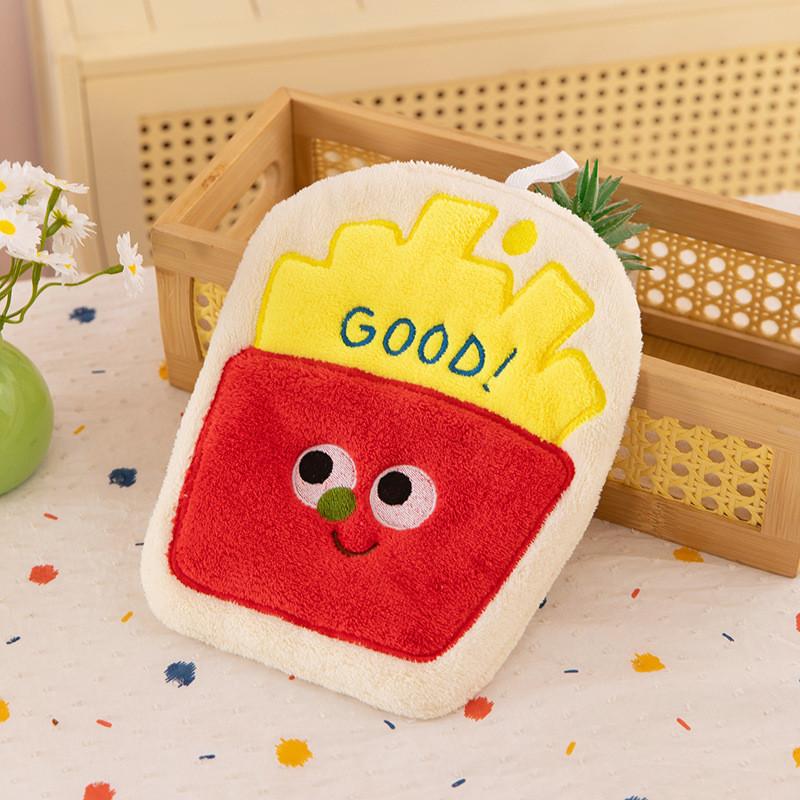 Strawberries Fries Hamburgers Grapes Cartoon Food Fruit Hand Kitchen Towel