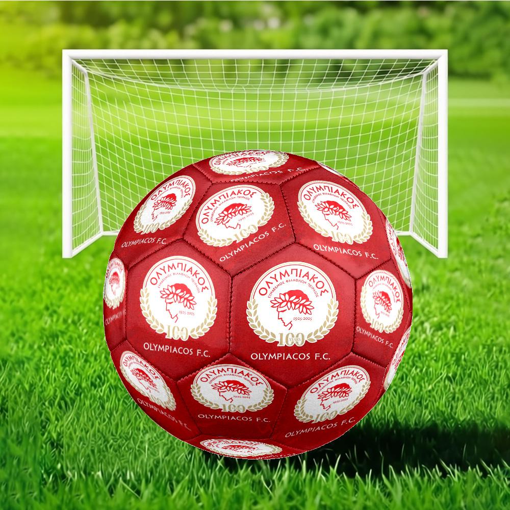 Olympiacos Fc: Red And Black Pride Soccer Ball Size 5 Soccer Ball, Machine-stitched, Durable, Suitable for Training and Matches Fan Gift