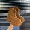 [Fanfna] Platform British Martin Boots Women's 2025 Autumn New Retro Fashion Two Wear Skinny Short Boots