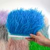 Feather1Meter 8-10cm Ostrich Feather Trim Fringe Ribbon Lake Blue for Dress Clothes Sleeve Decoration Sewing Plumes Fabric Fashion