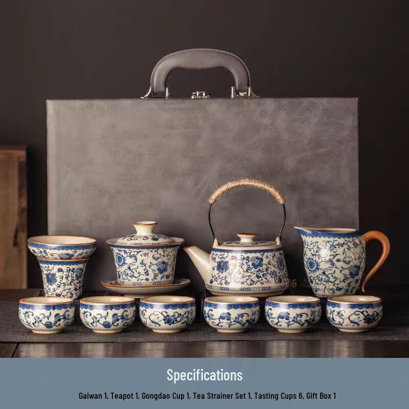 Ting Le Blue & White Porcelain Kung Fu Tea Set
