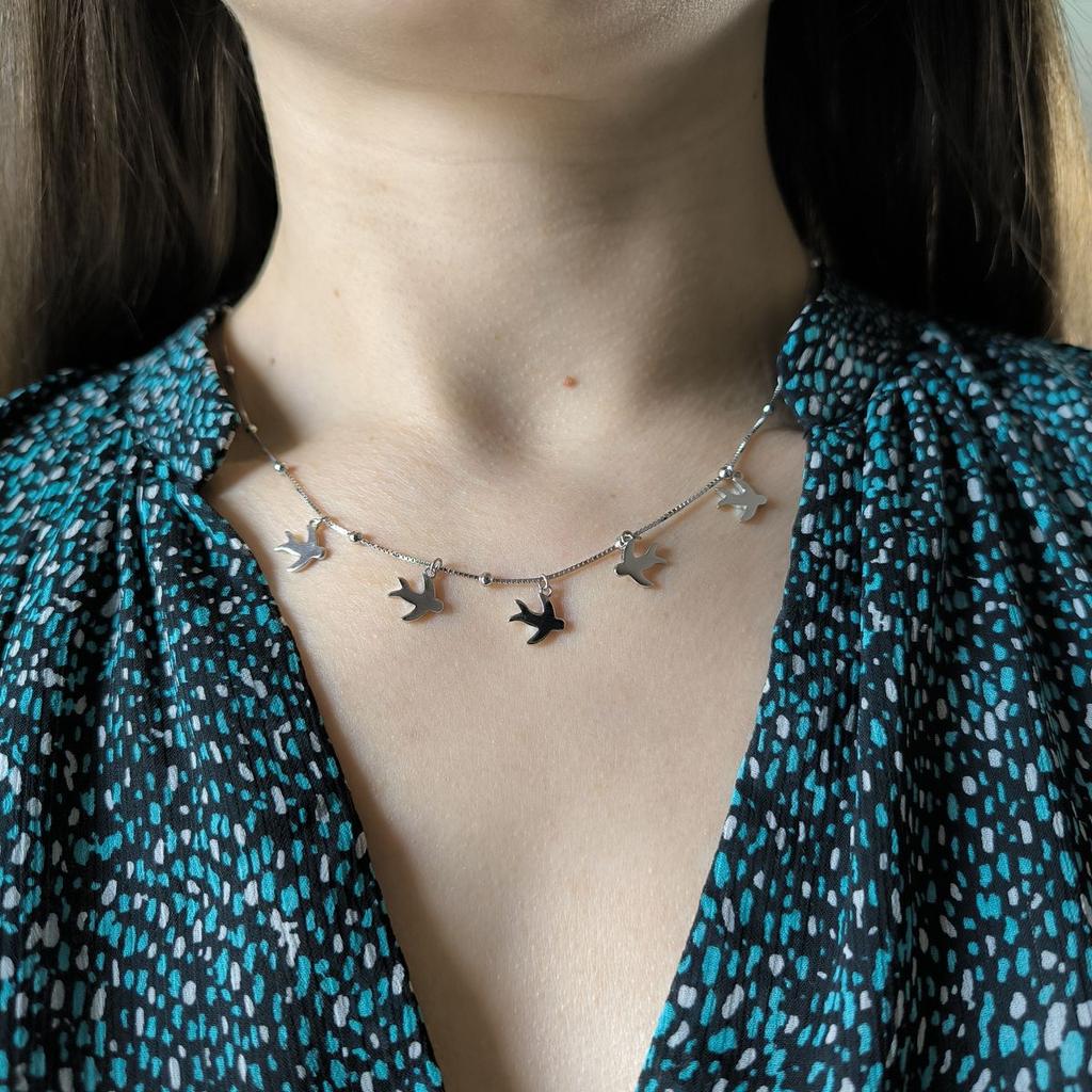 Серебряное колье с без камней, вес изделия 4,91 гр (2183983)