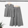 ZANZEA Women Sleeveless Tank Tops and Long Skirts Summer Two Piece Suit Sets
