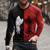 Mens T Shirt Autumn Long Sleeve Top Lion Pattern Clothing Casual O Neck Oversized Cross Print Pullover Autumn Mens T Shirt