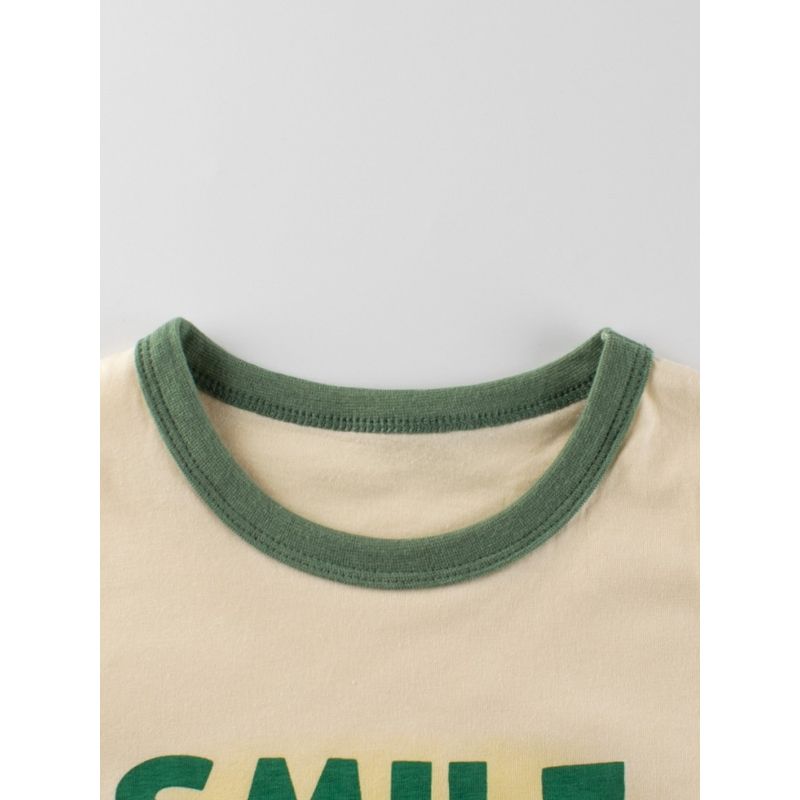 27Kids Children's Clothing Summer Kids Letter Print Short-Sleeve T-shirt Tops Boys Pure Cotton Clothes Baby Bottoming Shirt