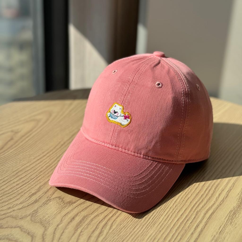 Cute Japanese-style retro puppy embroidered soft-brim baseball cap for women with large head circumference, makes the face look smaller, wide-brimmed