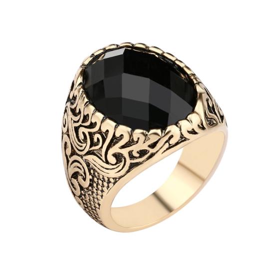 

Fashion Men Totem Carved Oval Alloy Finger Ring Party Club Jewelry Birthday 19 mm золотистий