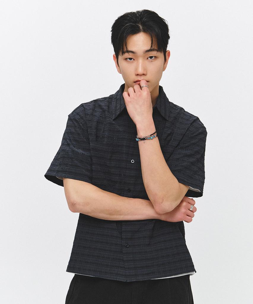 ECORR Crinkle Crop Short Sleeve Shirt_Charcoal