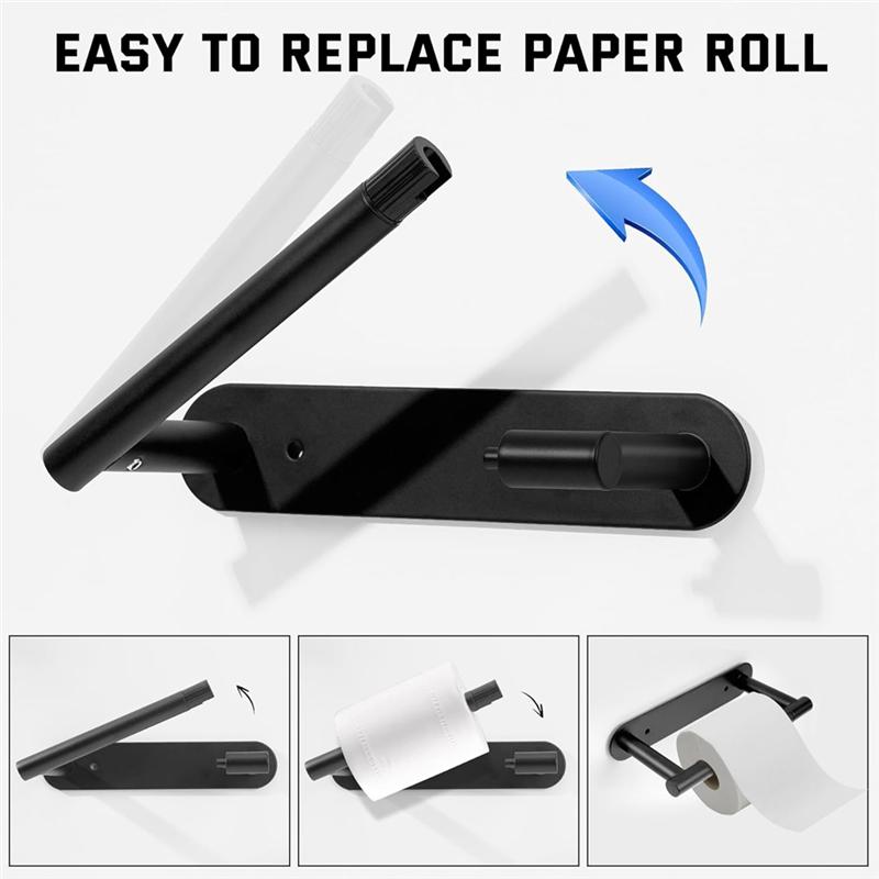 

Black Toilet Paper Holder - Stainless Steel Toilet Paper Roll Tissue Wall Mounted Paper Holder Towel Racks For Bathroom-B61B