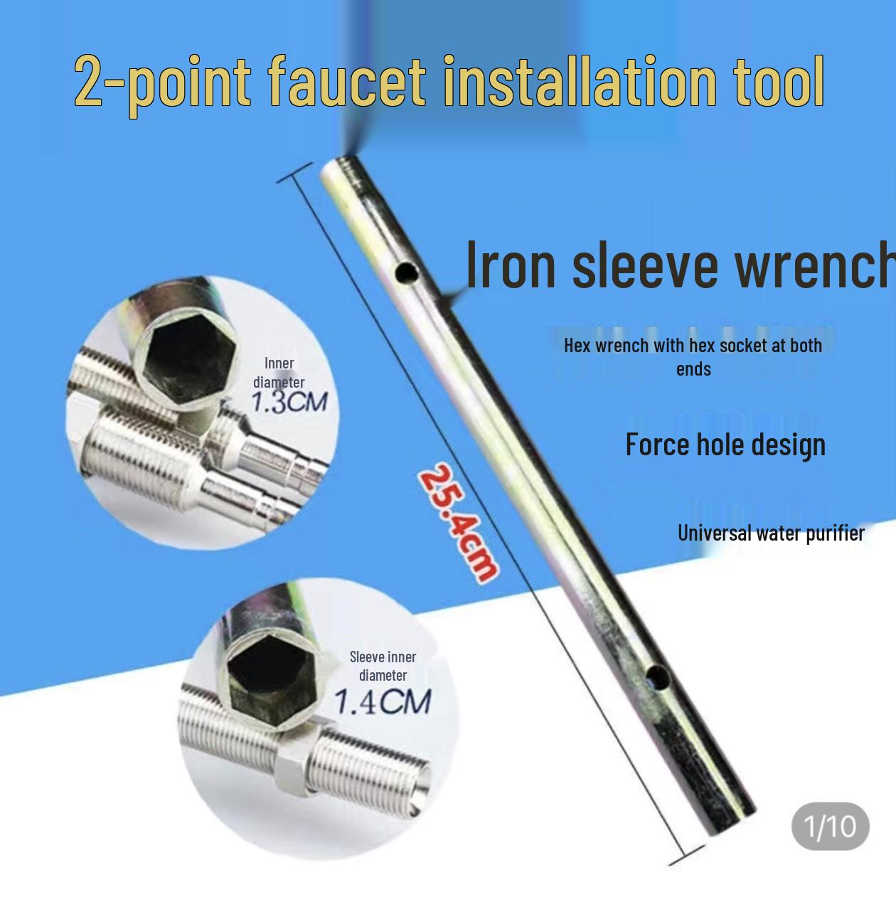 

2-Point Gooseneck Faucet Water Purifier with Installation Sleeve and 13/14 Nut Extended Wrench
