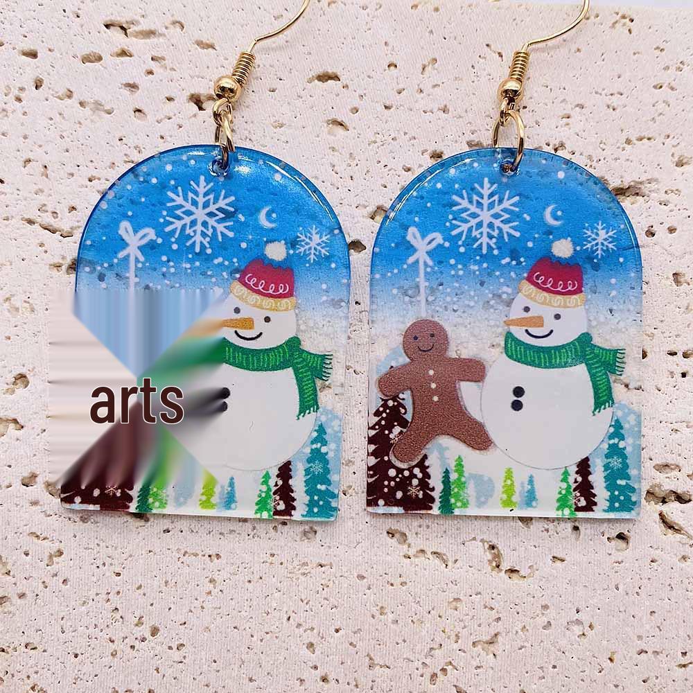 Acrylic Santa Claus & Snowflake Bell Christmas Earrings - European & American Style