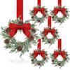 1/6pcs Realistic Pinecone Christmas Wreath Red Berry Festive Artificial Garland 3D Door Hanging Ornament Porch