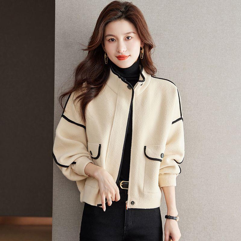

Knitting Cardigan Short Thickened Loose Woolen Coat Beige L