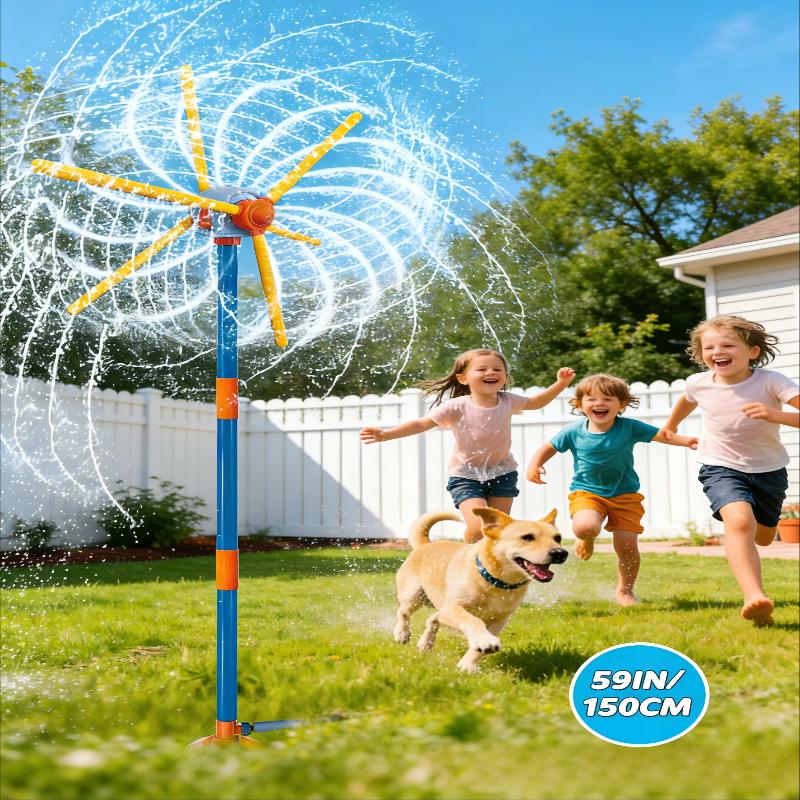Windmill Water Sprinkler For Kids Summer Toys, 360° Spinning Splash Water Toy, Upgraded Double Sided With 6 Blades