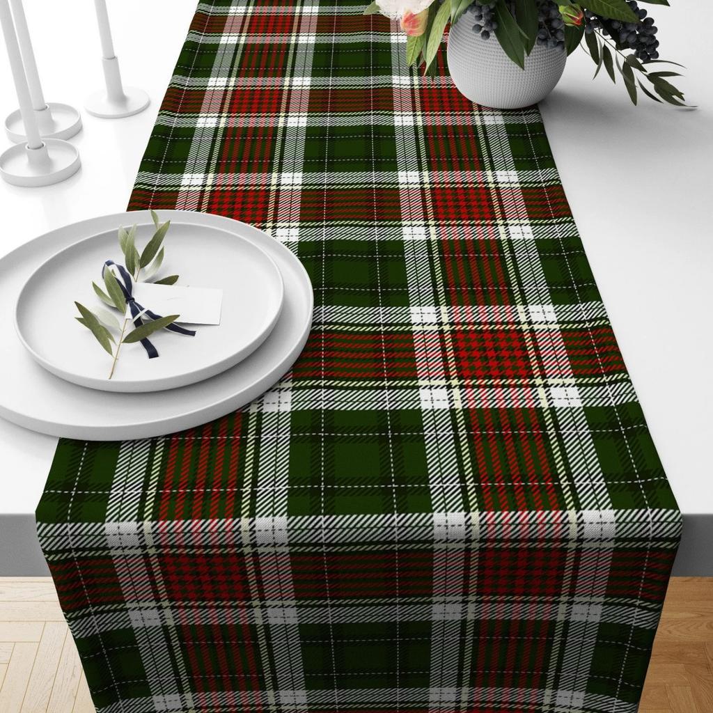 Weihnachts-Tischläufer mit Tartan- und Karomuster, Roter Grüner Tischläufer im schottischen Stil, Wintertischdecke, Weihnachtsdekoration