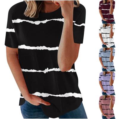 Damenmode, lässig, lockerer Rundhalsausschnitt, bedruckt, kurzärmelig, T-Shirt-Oberteil