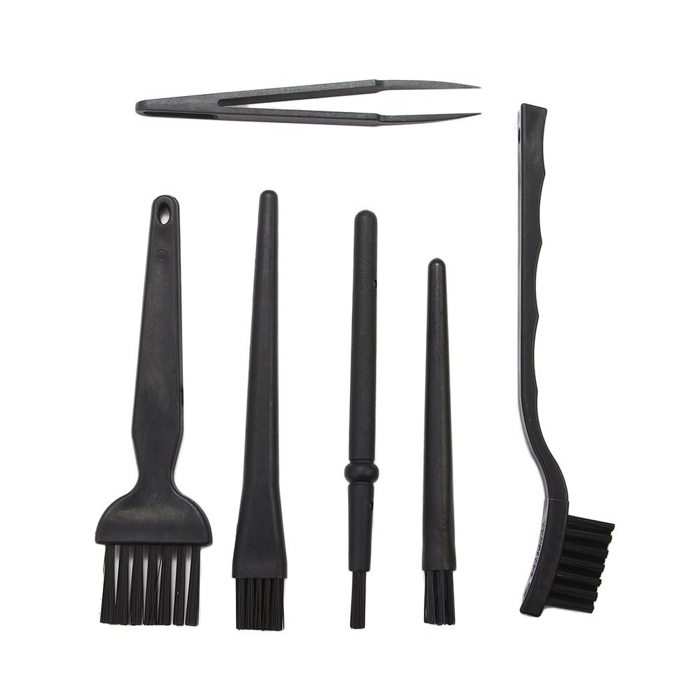 

Nylon Portable For Keyboard Plastic Handle For Laptop For Phone Computer Cleaners Anti Static Keyboard Brush Kit 6 in 1 чорний