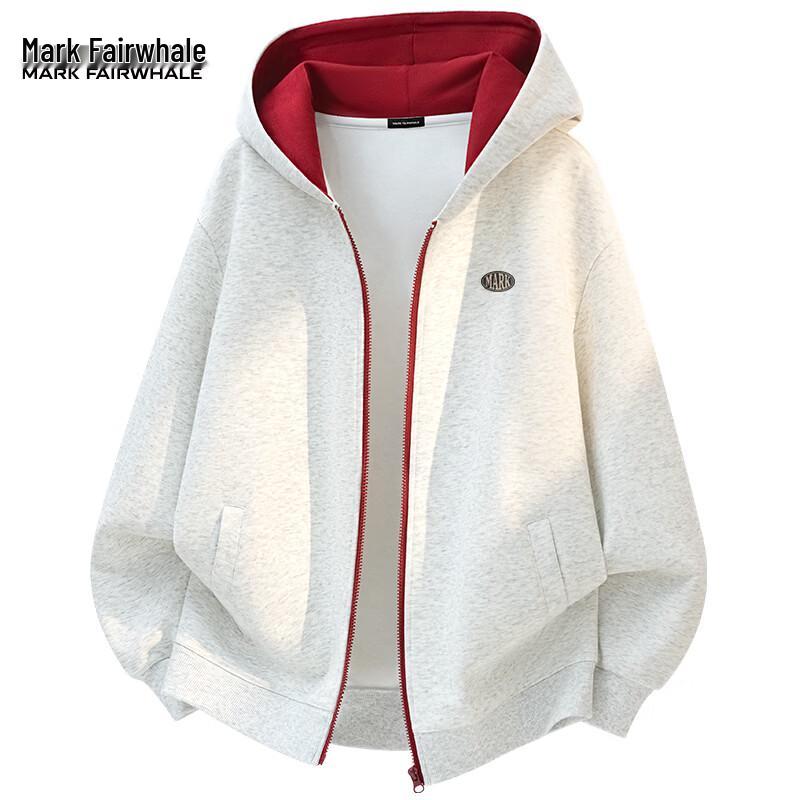 Mark Huafei Men's American Retro Colorblock Heavyweight Zip-up Hoodie