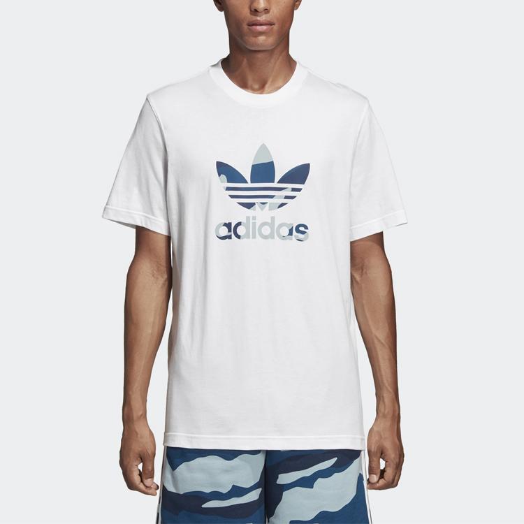 Adidas Originals Camo Logo Print Short Sleeve T-Shirt Men Tops White DX3676