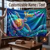 Octopus Sea Life Theme Throw Blanket Custom Name Text Personalized Blanket Soft Cozy Blanket for Home Sofa Bed