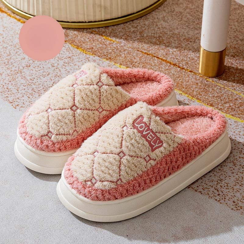 Thick Soled Cotton Slippers for Home Warmth and Non-slip