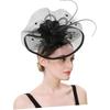 Ipetboom Women’s 1920s Decorative Headpiece with Veil Plume Hair Clip and Headband, Black Tea Party Hat for Wedding Cocktail and Special Occasion