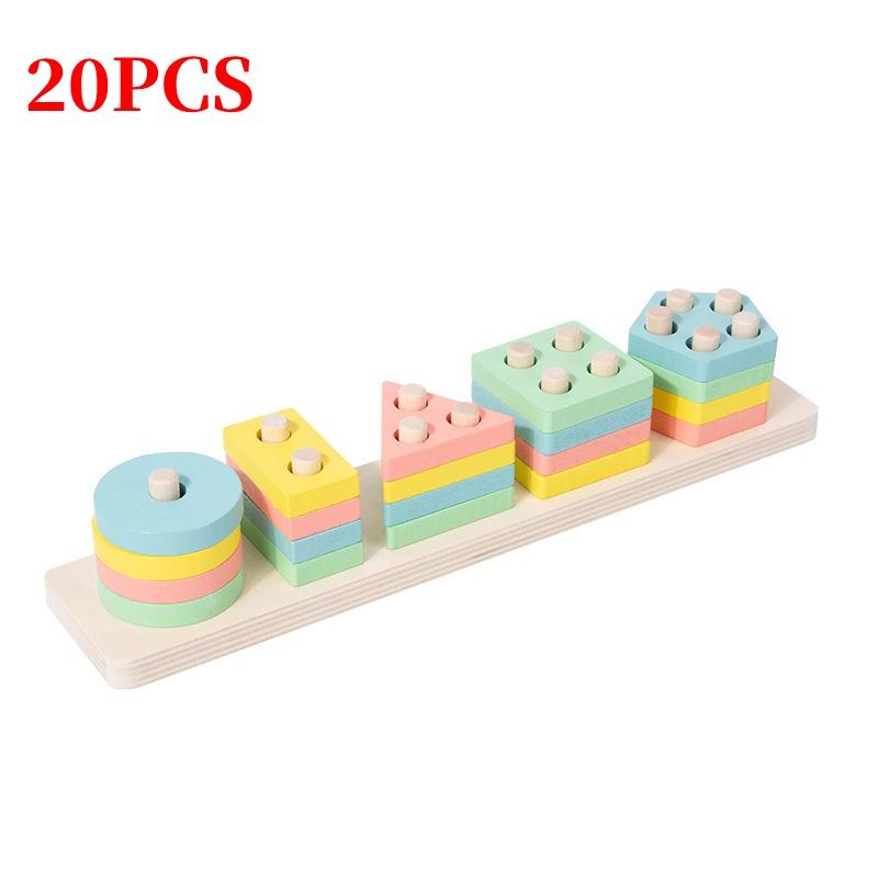 Wooden Geometric Shape Sorting Stacking Early Education Toy For Toddlers Color Recognition And Cognitive Development