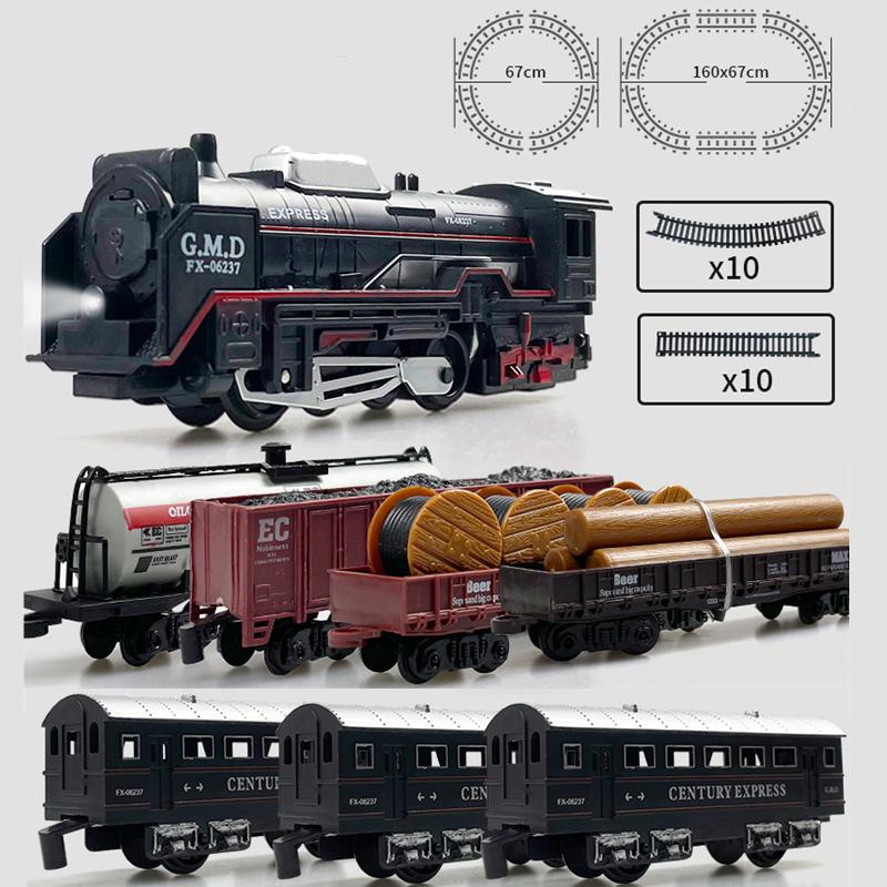 Brinquedo Trem de Carga Ferroviário Clássico Elétrico Trem de Natal Conjunto de Pista com Luzes Modelo Brinquedos para Crianças Presente Crianças