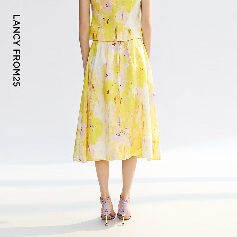 LANCY YAO 25 Series Ramie Printed A-Line Skirt