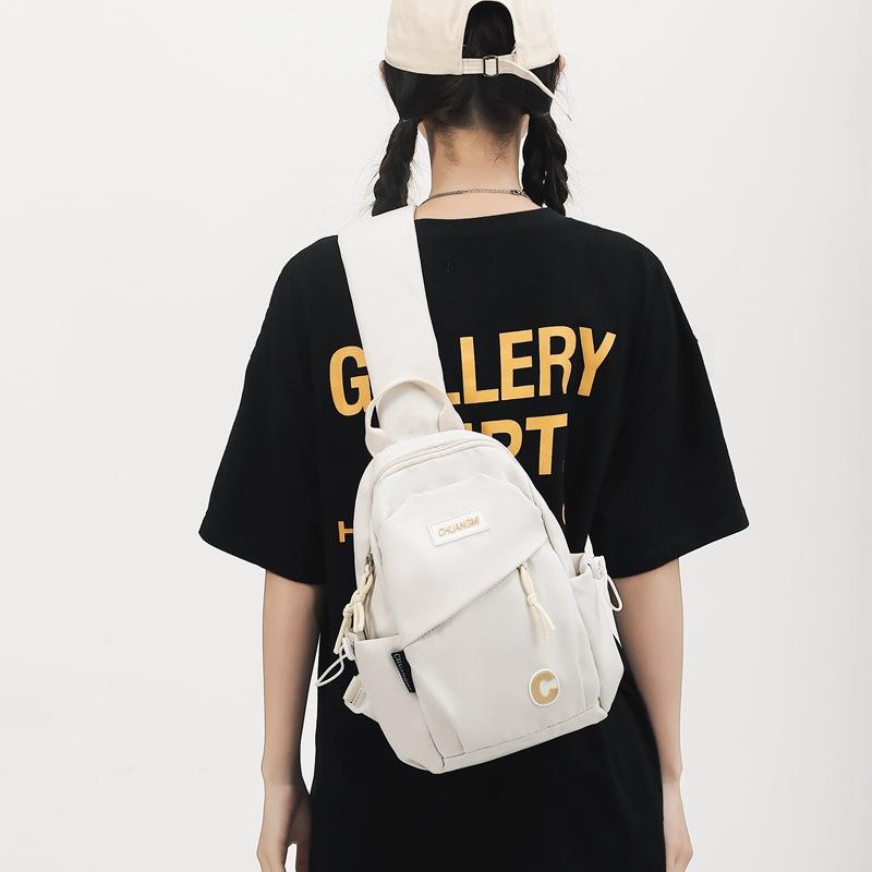 Breast bag Female trendy student versatile messenger backpack Large capacity leisure travel One shoulder Unisex chest bag