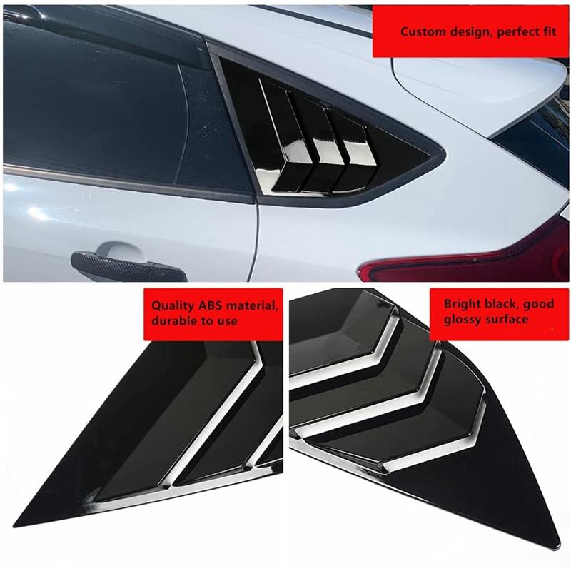 Rear Side Window Louvers For Ford Focus ST RS MK3 Hatchback 2012-2018 Accessories Air Vent Scoop Cover-A02G