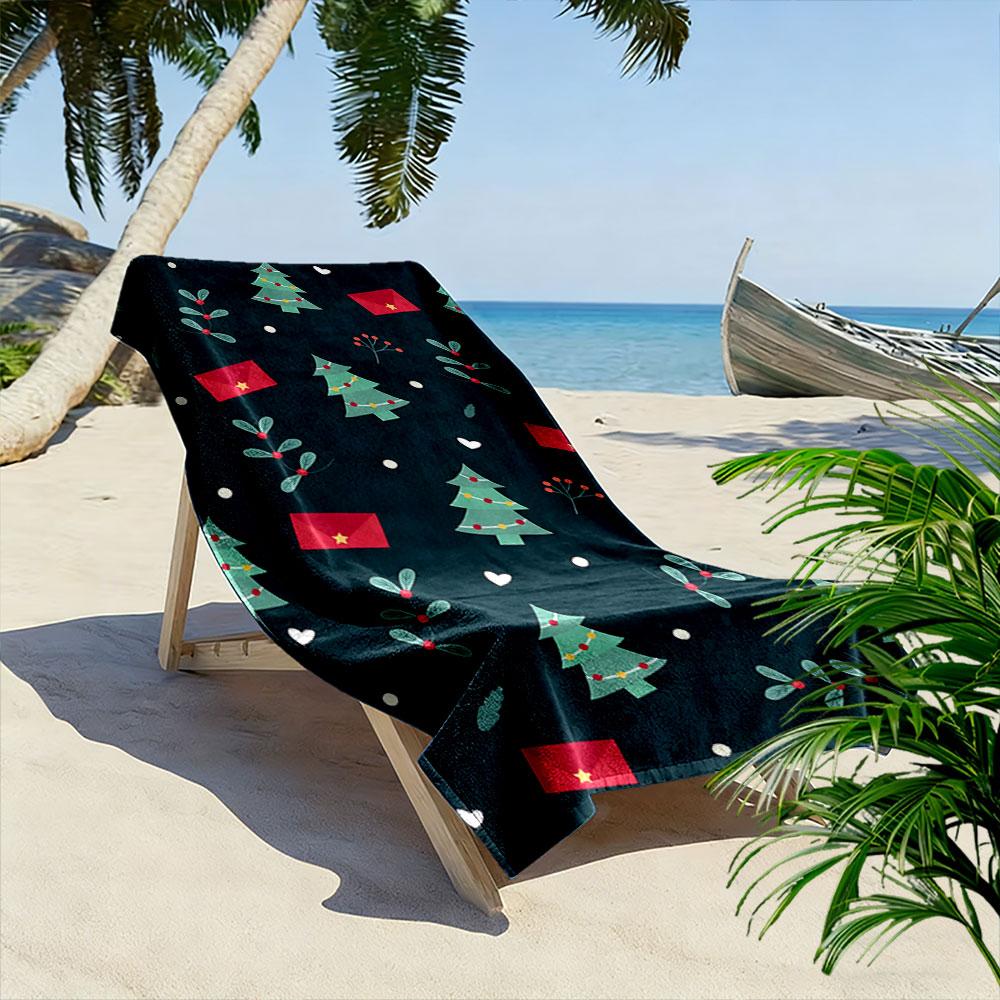 Festive trees and envelopes Print beach towel, quick drying, suitable for travel, outdoor sports, jogging, the beach and swimming, gift