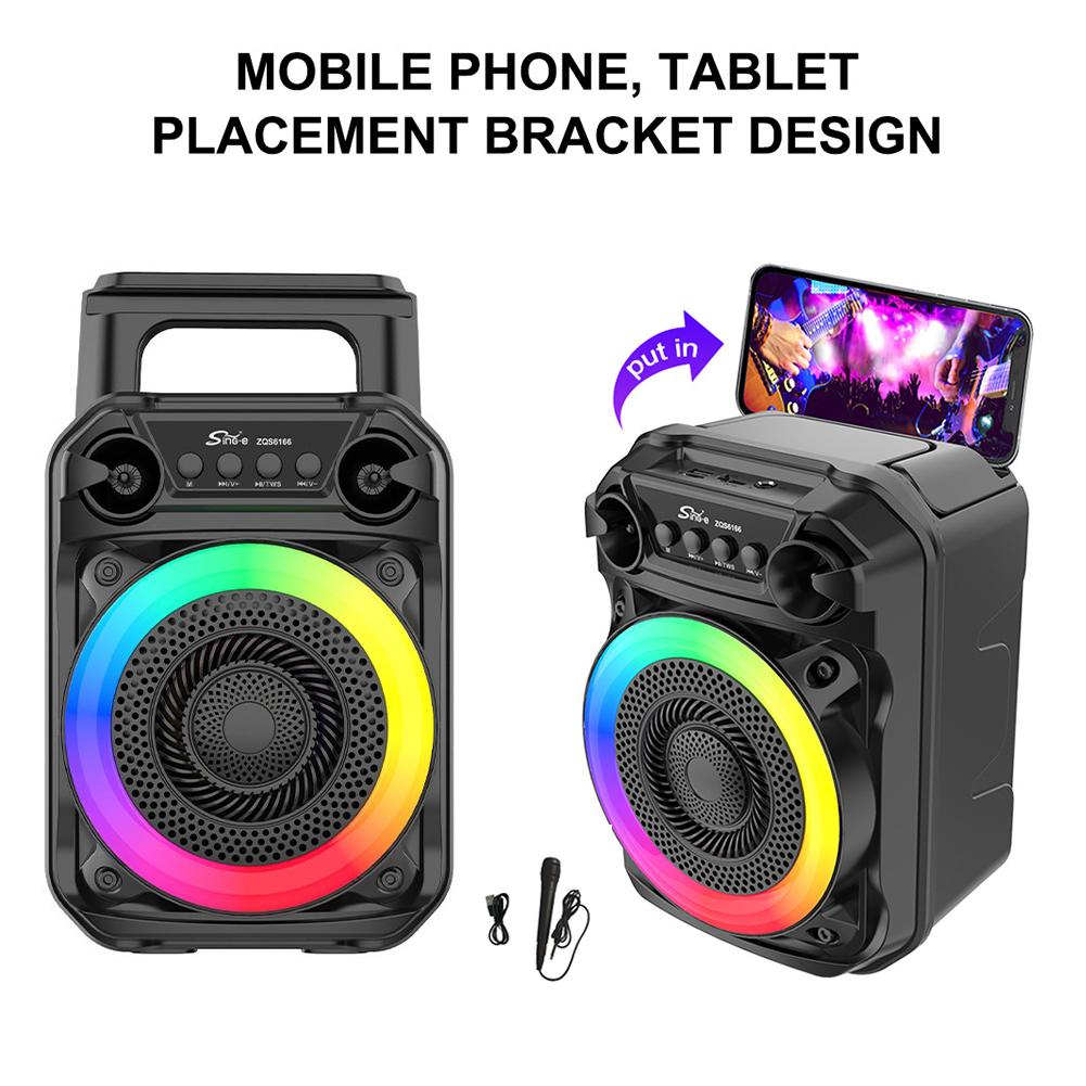BT Speaker Stereo Sound Karaoke Speaker RGB Lights Outdoor Speaker with Microphone Suitable for Home Theater Outdoor Dance Party