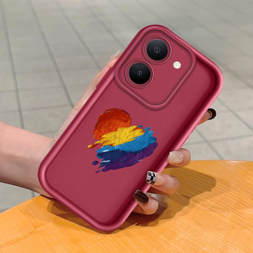 

Мягкий силиконовый квадратный чехол с рисунком лестницы для телефона, полное покрытие, противоударный защитный резиновый чехол для камеры для Vivo Vivo Y27S темно-красного