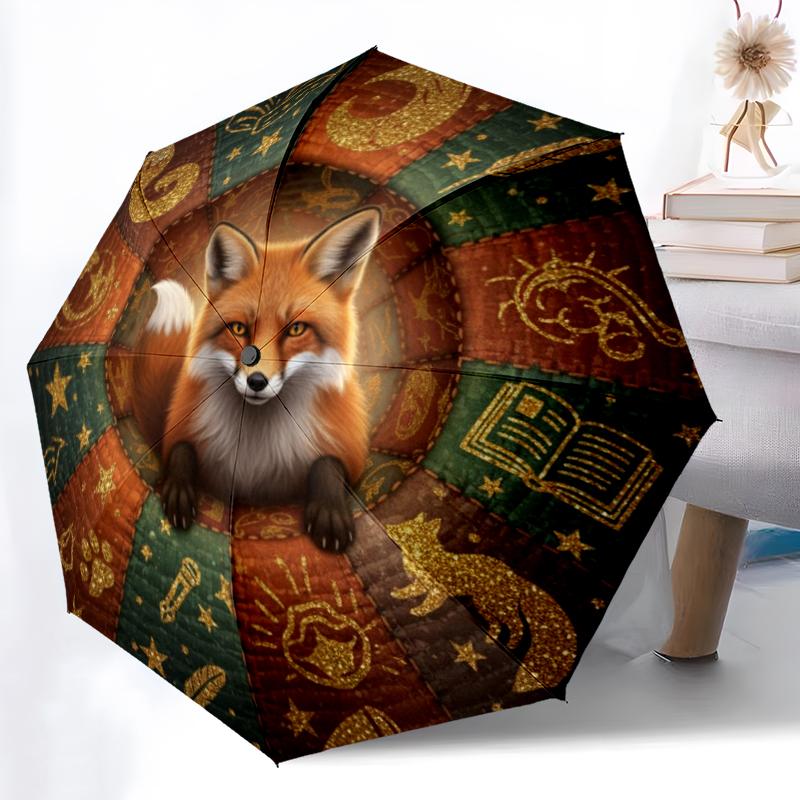 1 st Automatiskt Fällbart Paraply - Tecknat Mönster, Bärbar & Vikbar Design med 8 Ribbor, Jul- Födelsedagspresenter