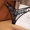 European & American Sexy Mesh Embroidered Low Waist T-Back Thong 2240