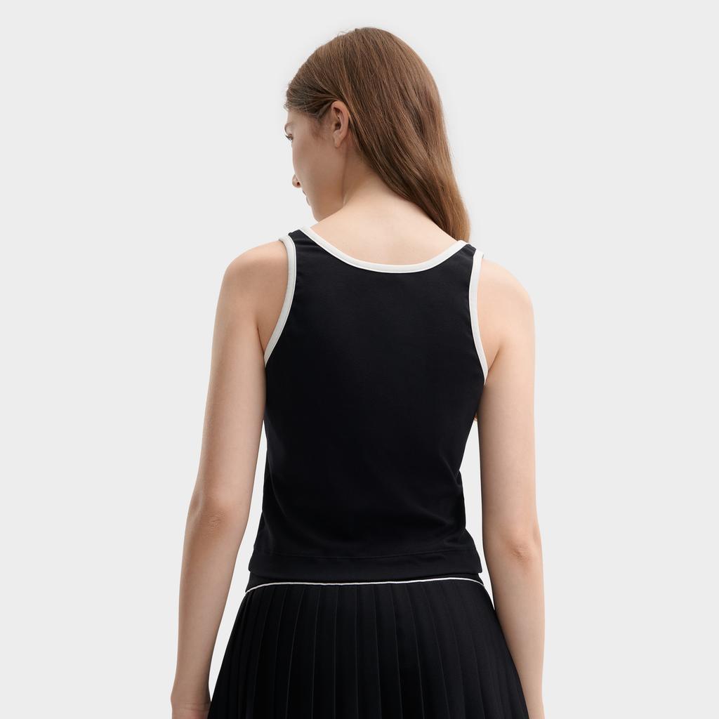 Fila Original Series Letter Round Neck Sleeveless Pullover Vest Women Tops Black F11W429116FBK